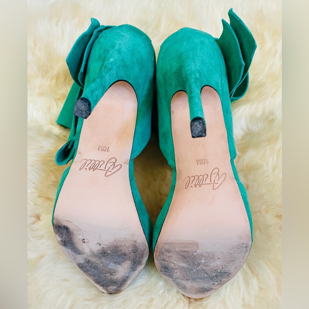 Aminah Abdul Jillil Green Bow Pump Size 10 - Picture 6 of 7
